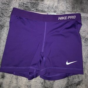 Purple Nike Pro Spandex Shorts